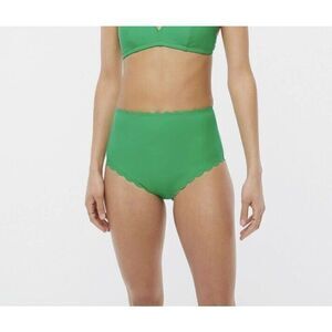 J CREW Womens High-Rise Scalloped Bikini Bottom NEW Kelly Green BF044 Sz Large L